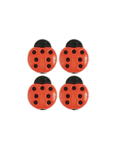 Carta di 4 bottoni coccinella - Rosso 13 x 15 mm