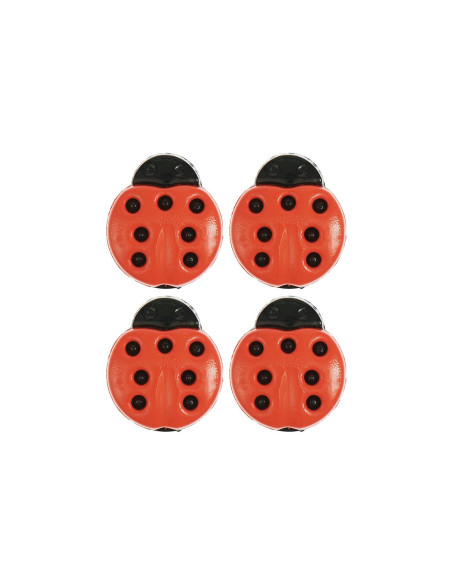 Carta di 4 bottoni coccinella - Rosso 13 x 15 mm