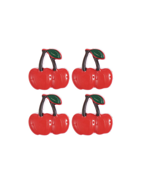 Carta di 4 bottoni ciliegia - Rosso 17 x 17 mm