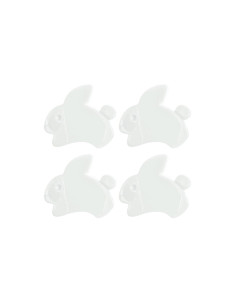 Carta di 4 bottoni coniglietti - Bianco 15 x 13 mm 2