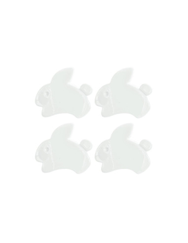 Carta di 4 bottoni coniglietti - Bianco 15 x 13 mm