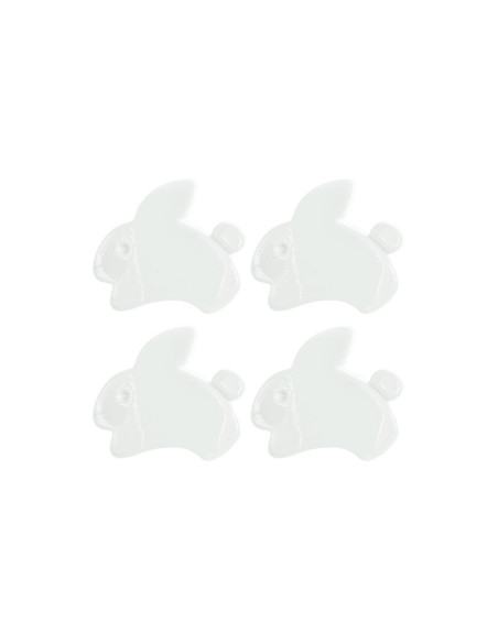 Carta di 4 bottoni coniglietti - Bianco 15 x 13 mm