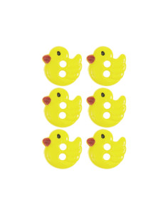 Carta di 6 bottoni anatre - Giallo 13 x 12 mm 2
