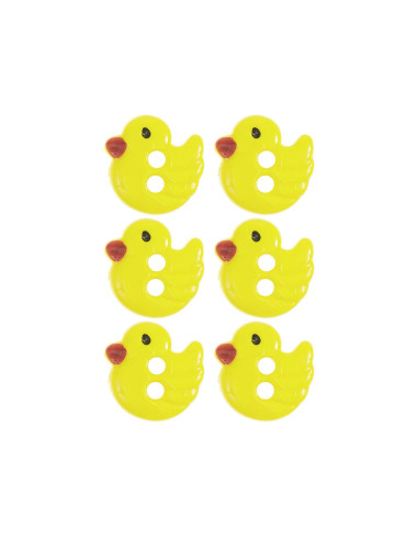 Carta di 6 bottoni pulcini - Giallo 13 x 12 mm