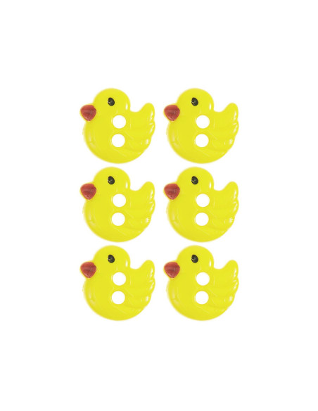 Carta di 6 bottoni pulcini - Giallo 13 x 12 mm
