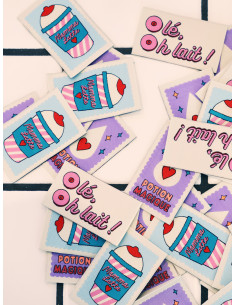 Set di 6 etichette tessute - Milk Power Mix 2
