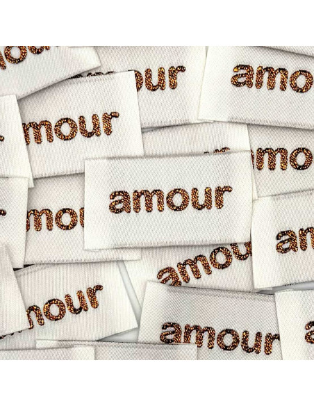 Set di 5 etichette tessute da cucire Amore - Bronzo