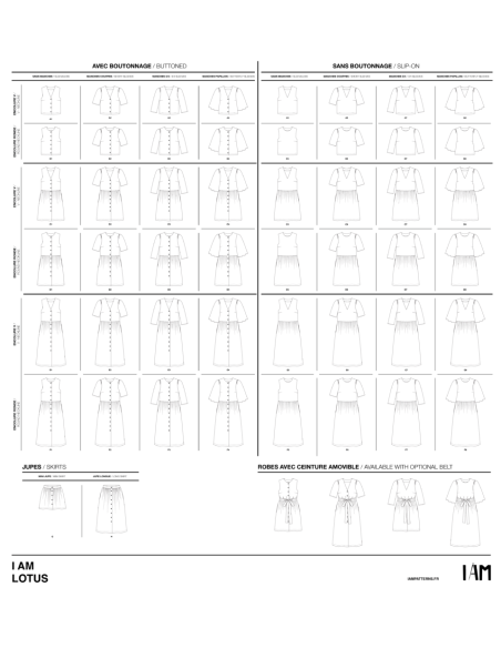 Modelli per top, abiti e gonne Lotus - I am patterns