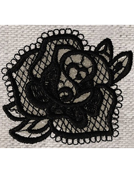 Écusson thermocollant rose dentelle noire