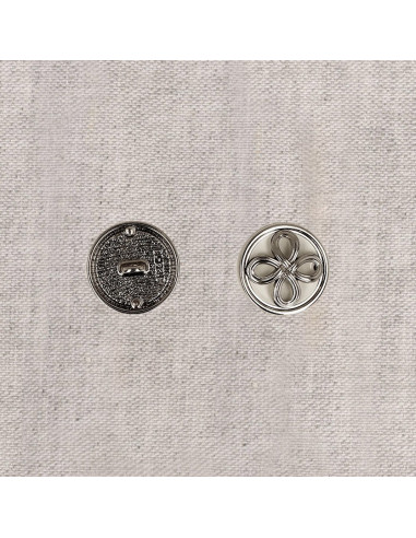 Bottone metallo fiore - Argento