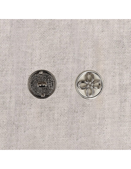 Bottone metallo fiore - Argento