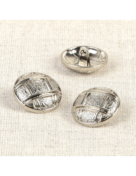 Bottone in metallo quadrettato 20 mm - Argento