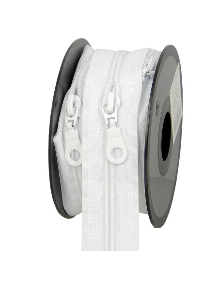 Rotolo di 5 metri di chiusura in nylon 5 mm con cursori - Bianco