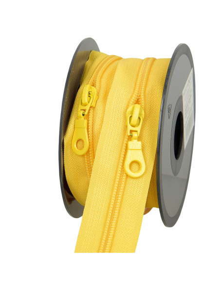 Rotolo di 5 metri di chiusura in nylon 5 mm con cursori - Giallo