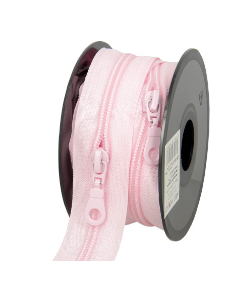 Rotolo di 5 metri di chiusura in nylon 5 mm con cursori - Rosa