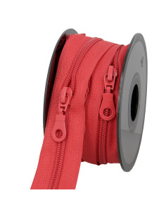 Rotolo di 5 metri di chiusura in nylon 5 mm con cursori - Rosso