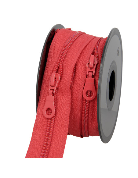 Rotolo di 5 metri di chiusura in nylon 5 mm con cursori - Rosso