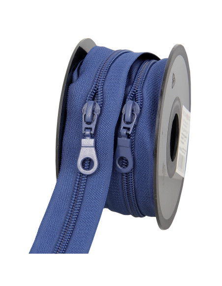 Rotolo di 5 metri di chiusura in nylon 5 mm con cursori - Blu