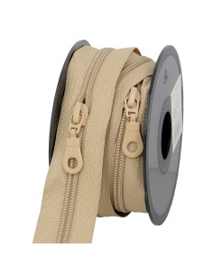 Rotolo di 5 metri di cerniera in nylon 5 mm con cursori - Beige