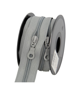 Rotolo di 5 metri di chiusura in nylon 5 mm con cursori - Grigio