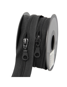 Rotolo di 5 metri di chiusura in nylon 5 mm con cursori - Nero