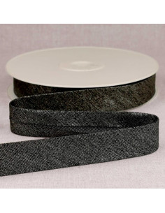 Nastro sbieco metallizzato Jean - Nero e argento