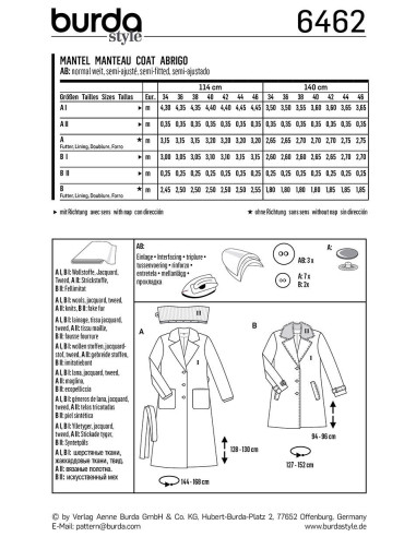 Modello di cappotto - Burda 6462