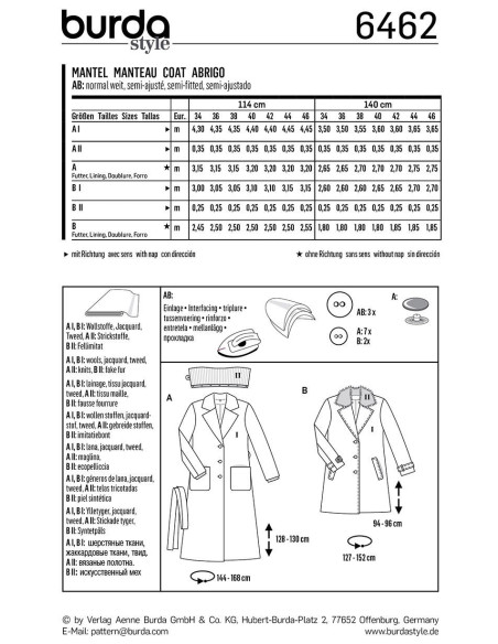 Modello di cappotto - Burda 6462