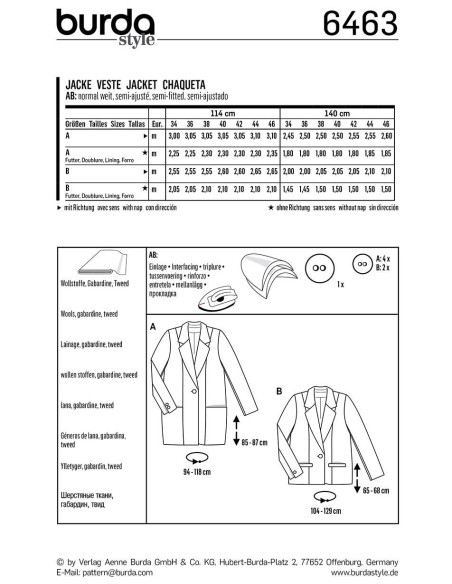 Modello di giacca - Burda 6463