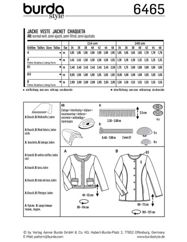 Modello di giacca - Burda 6465