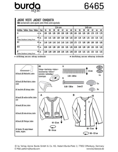 Modello di giacca - Burda 6465