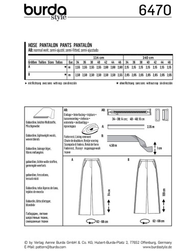 Modello di pantaloni - Burda 6470