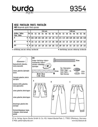 Modello di pantaloni - Burda 9354