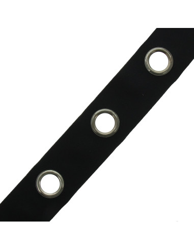 Fascia con occhielli argento opaco - Nero
