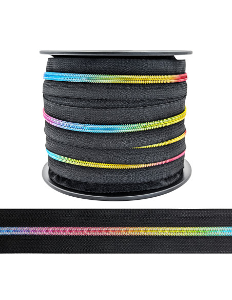 Chiusura in nylon 5 mm lurex - Arcobaleno