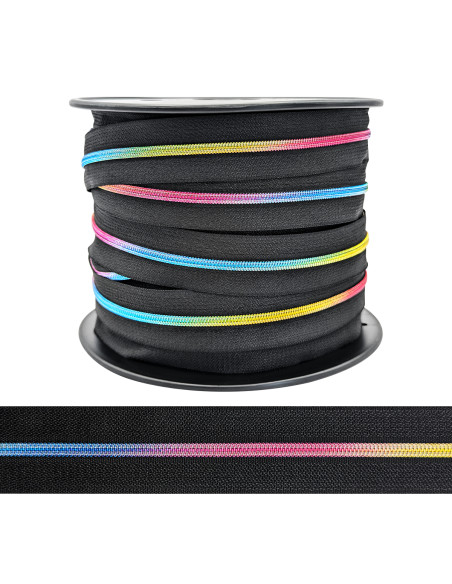 Chiusura in nylon 5 mm lurex - Arcobaleno