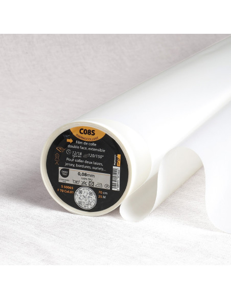 Pellicola adesiva biadesiva estensibile per tessuti elasticizzati - Bianco