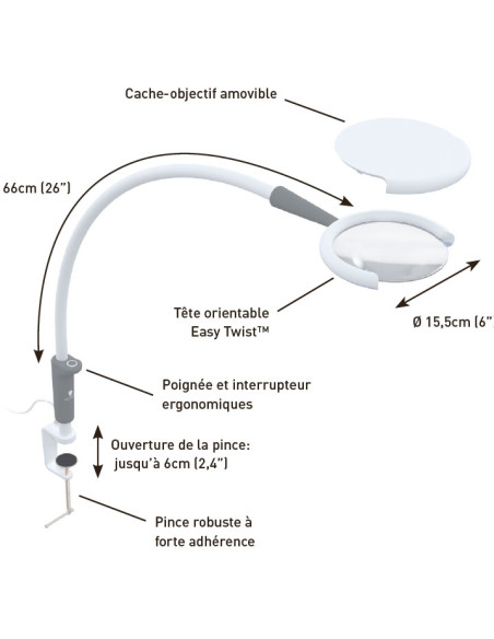 Lampada con lente d'ingrandimento a pinza Daylight Magnificent Pro
