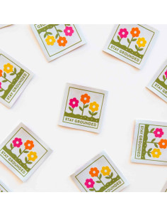 Set di 4 etichette tessute - Piccoli fiori