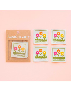 Set di 4 etichette tessute - Piccoli fiori 2