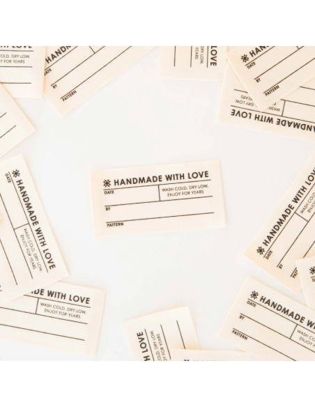 Set di 4 etichette tessute - Fatto a mano con amore