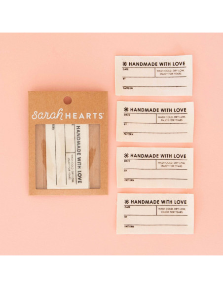 Lot de 4 étiquettes tissées - Handmade with love