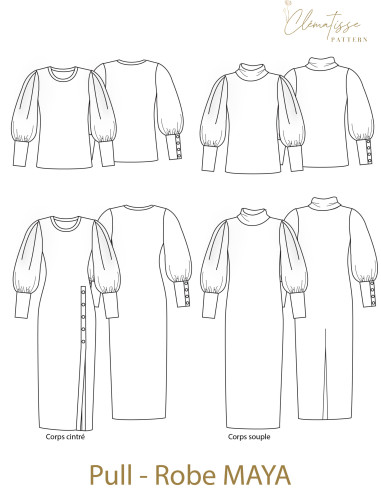 Modello di abito-maglione Maya - Clématisse Pattern