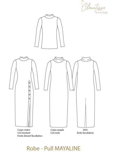 Modello di abito-maglione Mayaline - Clématisse Pattern