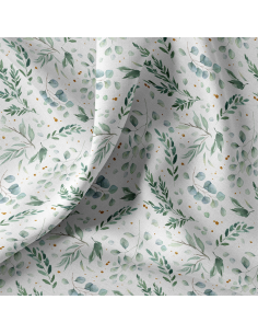 Tessuto popeline di cotone - Ito bianco e verde