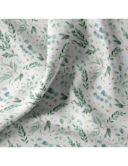 Tessuto popeline di cotone - Ito bianco e verde
