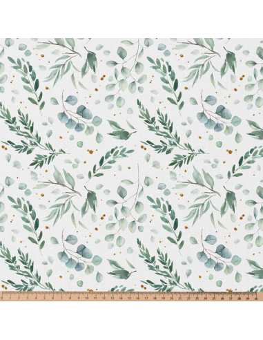 Tessuto popeline di cotone - Ito bianco e verde