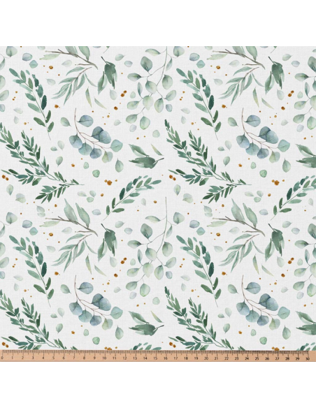 Tessuto popeline di cotone - Ito bianco e verde
