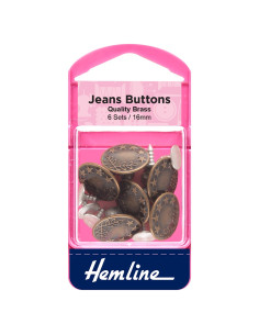 Scatola di 6 bottoni jeans 16 mm - Bronzo