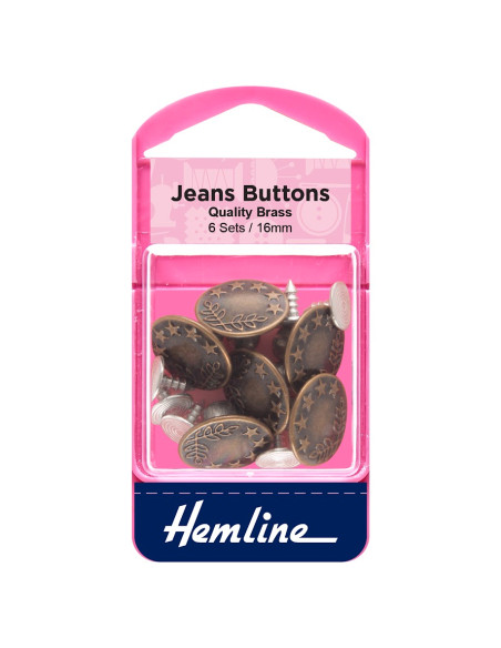 Scatola di 6 bottoni jeans 16 mm - Bronzo